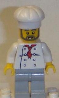 LEGO Minifigure-Chef - White Torso with 8 Buttons, Light Bluish Gray Legs, Gray Beard-Town / City-TWN120-Creative Brick Builders